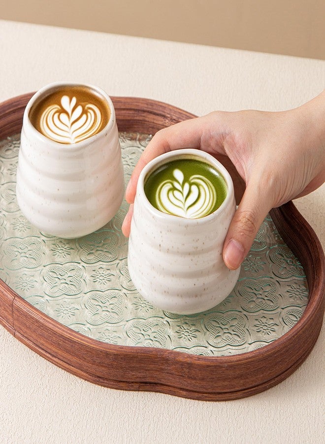 YumiPLUS 4pcs Ceramic Tea Cup Set - 160ml 5.4OZ Porcelain Matcha Cup, Handless Cute Coffee Mugs for breakfast espresso/afternoon tea (Speckle) - Image 2